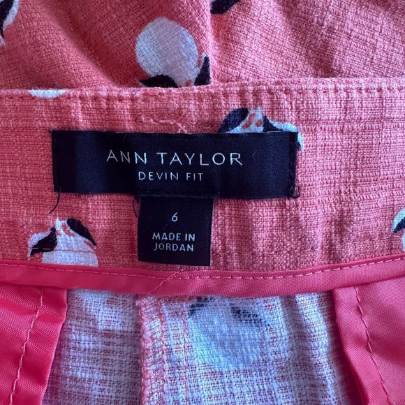 Women's 6 Ann Taylor Peach Shorts Devin Fit Fruit Zipper Fly - Picture 5 of 7
